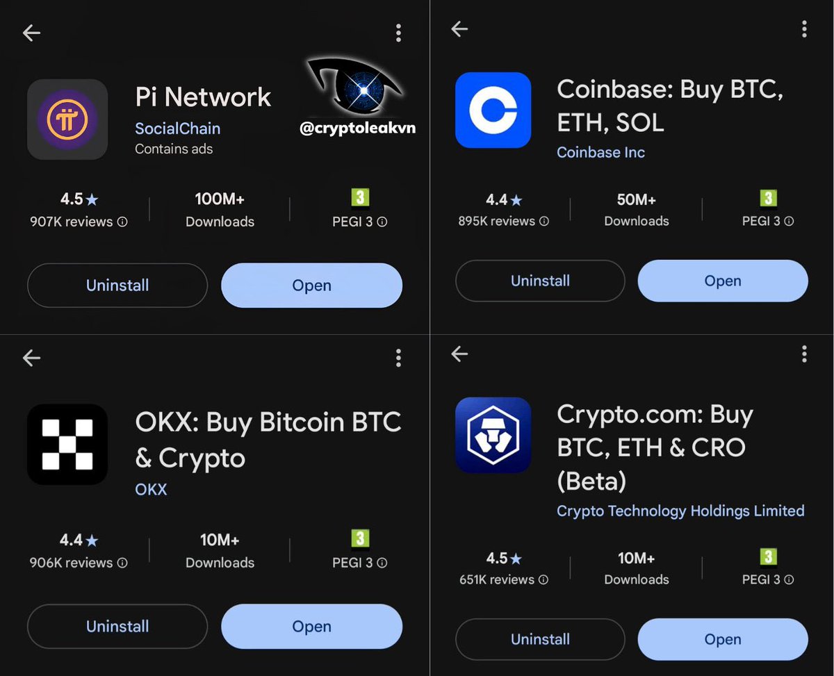 cryptoleakvn's tweet image. 🔥 Pi Network Dominates the Crypto App Rankings!
With over 100M+ downloads and a 4.5★ rating, Pi Network now surpasses some of the biggest names in crypto — including Coinbase, OKX, and Crypto.com! 🚀
This incredible milestone shows the power of community-driven…