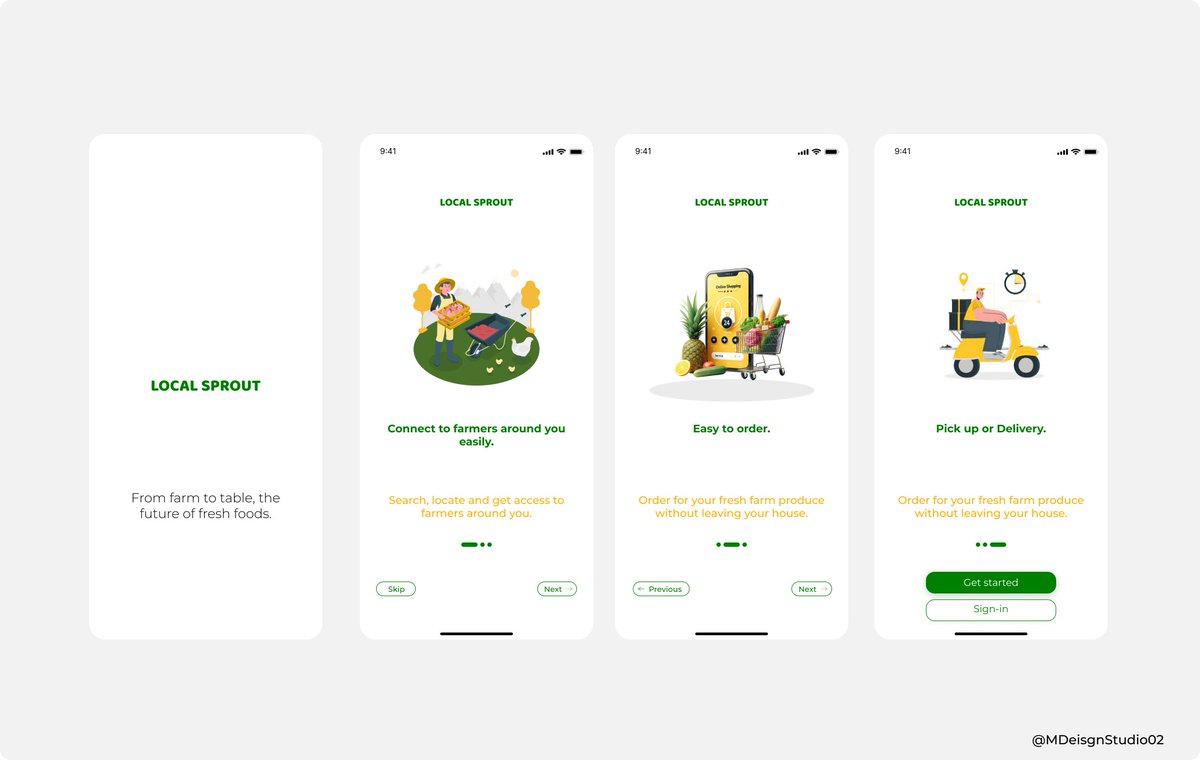 MDesignStudio02's tweet image. Onboarding page from a recent project - LOCAL SPROUT 🌱 a mobile app that connect farmers to consumers.

Let me know your thoughts.