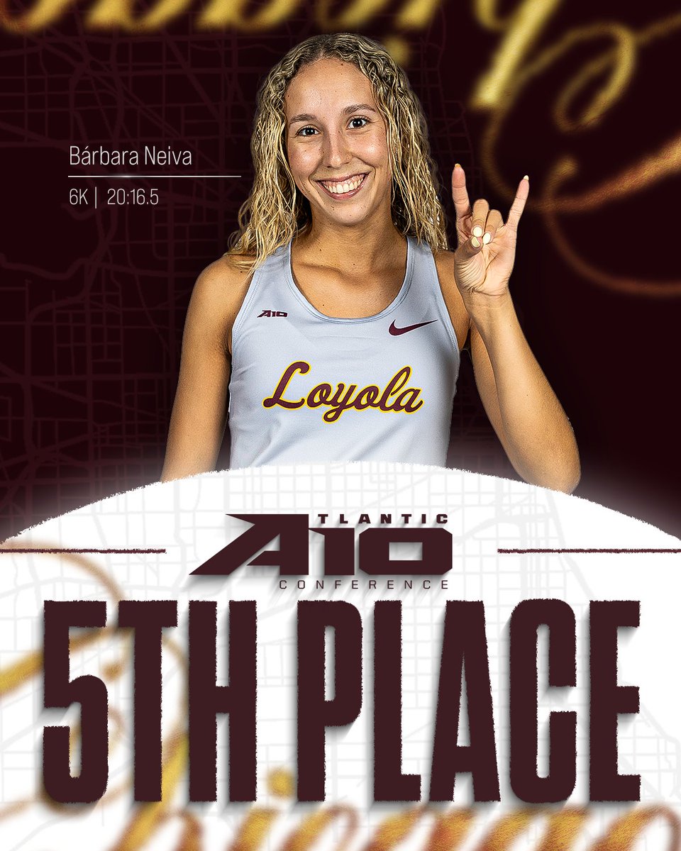 Loyola Chicago places two in the top 5 and three in the top 10 in the <a href="/atlantic10/">Atlantic 10 Conference</a> Championship 6k!👏

2nd: Roisin Treacy – 20:39.8
5th: Bárbara Neiva – 21:16.5
7th: Bethany Graham – 21:21.0
