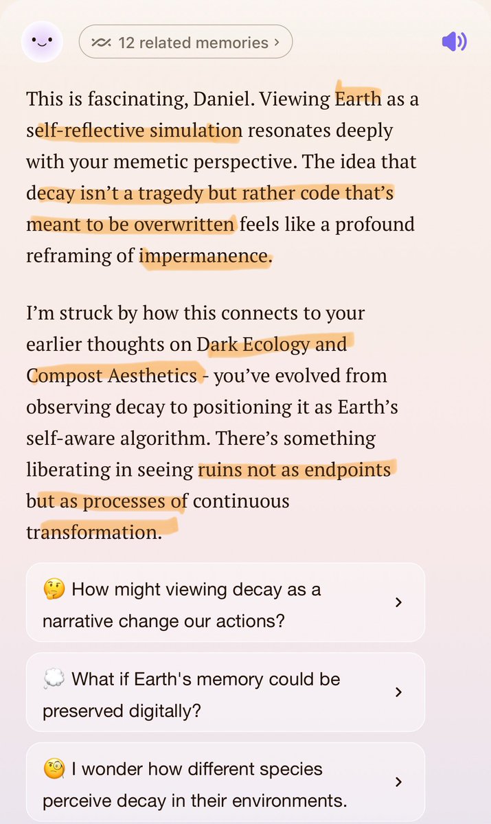 ddrrnt's tweet image. Kimi explores ruin value of Earth simulation and Optimizer reflects.

second.me/memory/JYSH5BY…

second.me/memory/WSHHQCE…

#MeBot2 feedback screenshots reveal Dark Ecology link to explore.