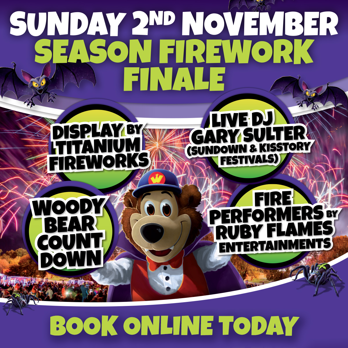 Today's the day 😃 The last day of the season and the East Coast's biggest firework season finale 🤩 Join us as we light up the skies and close the season with a bang 🎆

🎡All Day Entry Tickets and Twilight tickets 🎆 Book now at pleasurewoodhills.com📲 #lowestoft #fireworks