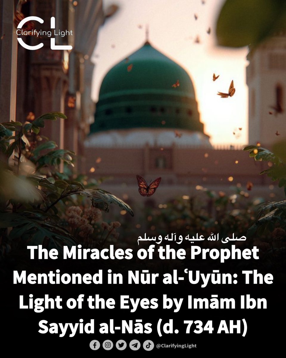 ClarifyingLight's tweet image. 🧵1. Al-Qurʾān is the greatest miracle brought by him (the Messenger of Allāh, Sayyidunā Muḥammad ﷺ).

2. The cleaving of his ﷺ chest (Shaqq al-Ṣadr).

3. His ﷺ informing [the Meccans] about Jerusalem. (When they asked him ﷺ questions about it after his Ascension)

4. His…