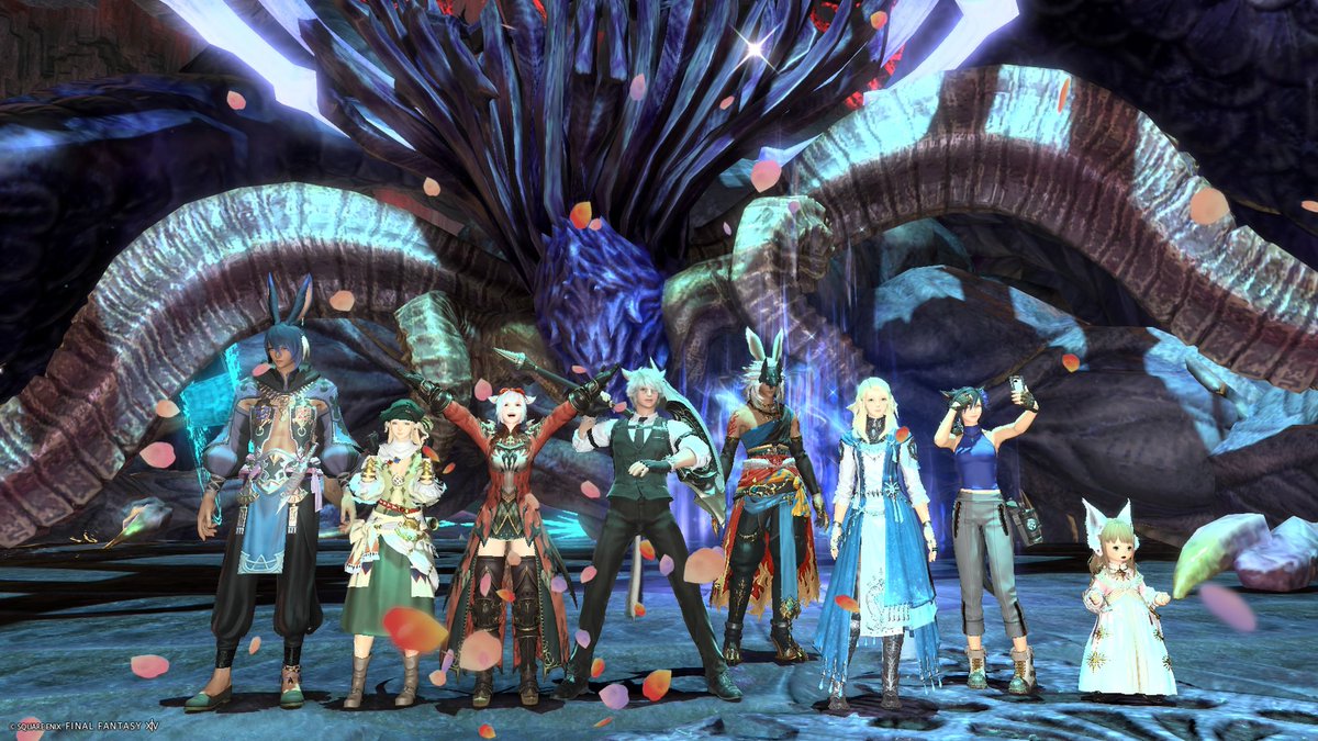 Ruuwildcat's tweet image. ズッ友へ。
長く遊んでもらったけど、そろそろ自分たちは次の戦いに行かなくちゃいけないんだよ………
ということで、極神龍クリアした！！
その後…サブくんのゾディアークへ！
ありがとう！！
#FF14 #FCひだまりにゃんこ