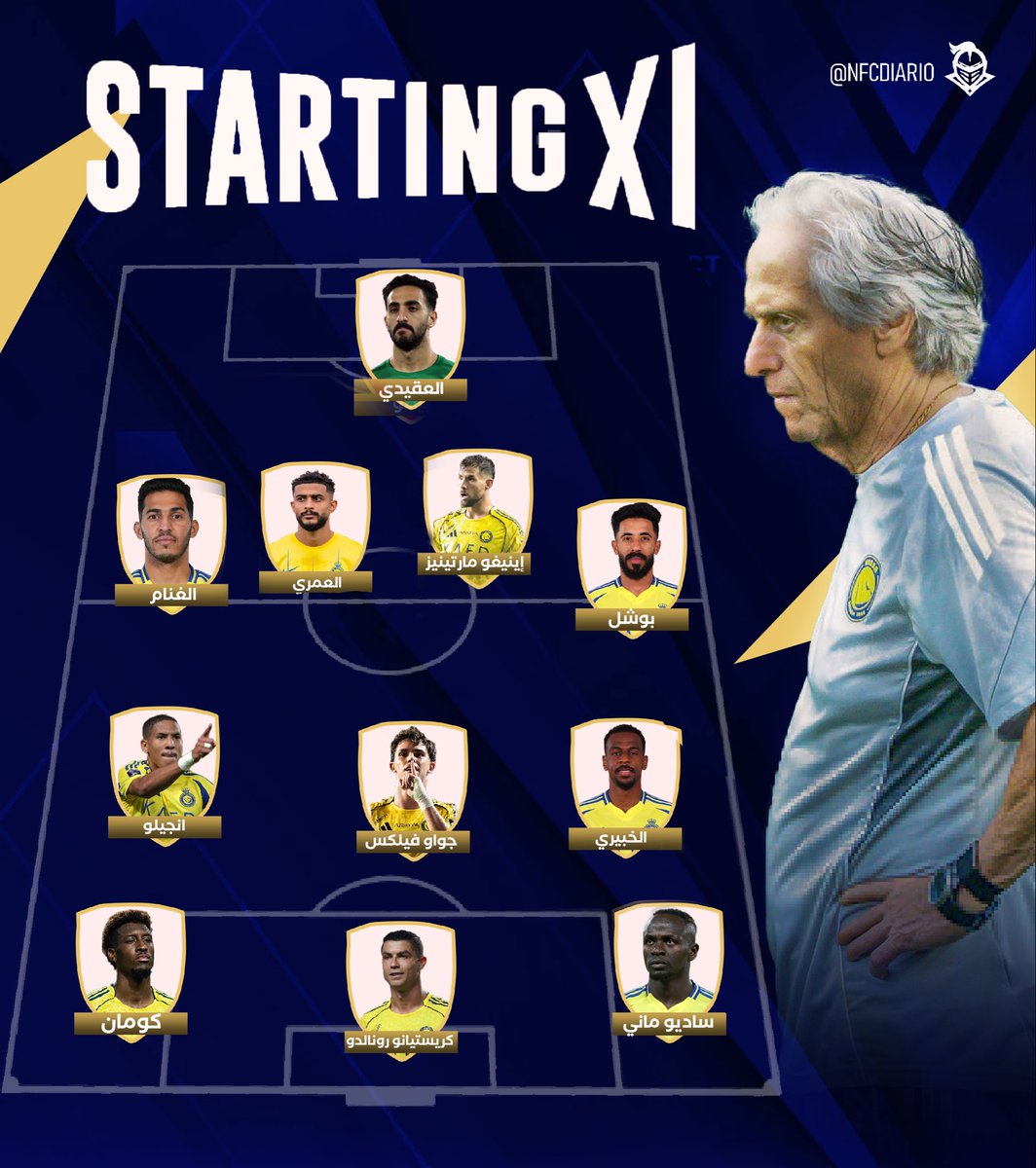 🚨🚨🚨🚨🚨🚨🚨🚨🚨- رسمياً :

تشكيلة النصر الرسمية في لقاء الفيحاء 💛
#النصر_الفيحاء