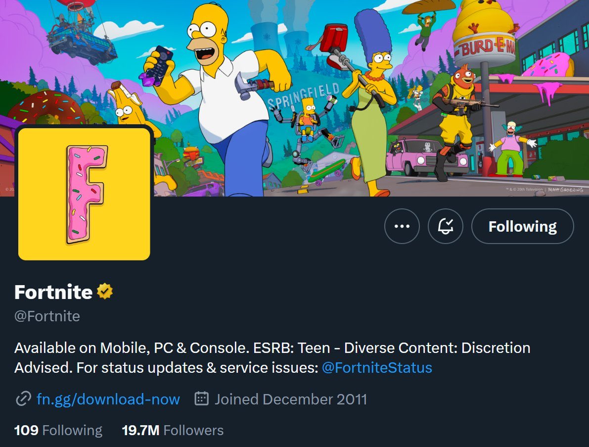 _deFortnite's tweet photo. NUEVO logo y banner especial de #TheSimpsons de @Fortnite ! https://t.co/ipttghvC2U