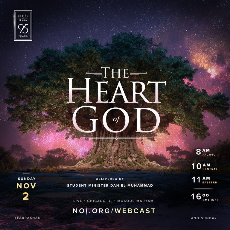 MasterDMuhammad's tweet image. Is the heart of God &amp;amp; our heart the same? If not, what can we do to close the gap? 

Join us, Sunday at 10am CST for a powerful conversation regarding the condition and quality of our hearts. 

📍 7351 S. Sony Island, Chicago IL

📱 💻 media.noi.org 

#NOISundays