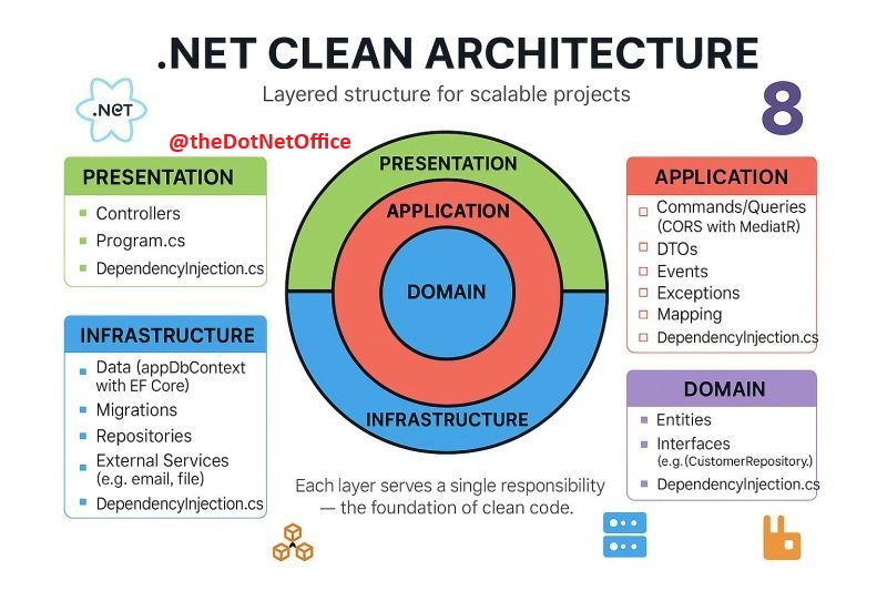 TheDotNetOffice's tweet image. .NET Clean Architecture
#dotnet #csharp #coding #developer #netcore #microsoft #dotnetcore #aspnetcore #dotnettutorial #ai #github #git #dotnetprogramming #dotnetdevelopment