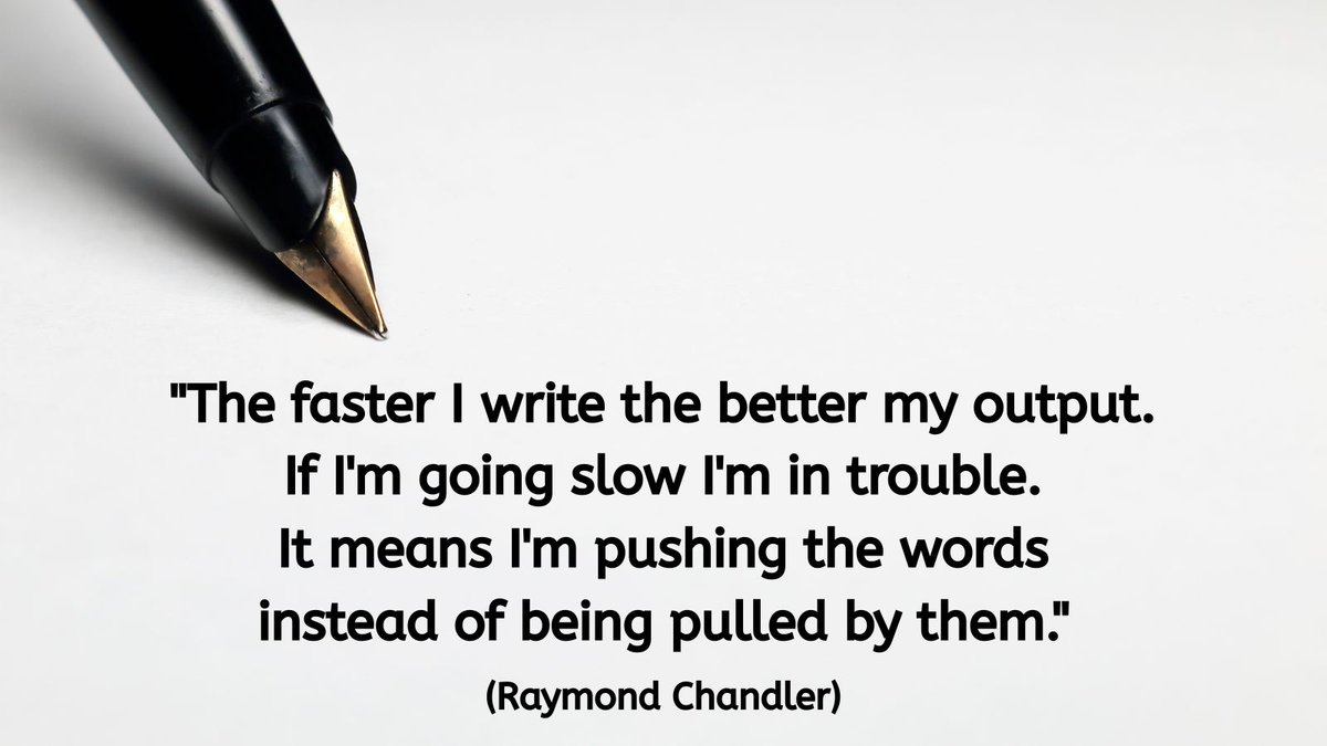 theCoachingblog's tweet image. &quot;The faster I write the better my output. If I&apos;m going slow I&apos;m in trouble. It means I&apos;m pushing the words instead of being pulled by them.&quot; Raymond Chandler

There’s a quiet magic in being pulled by something deeper instead of trying to force it.
#QuoteOfTheDay #Flow #Creativity