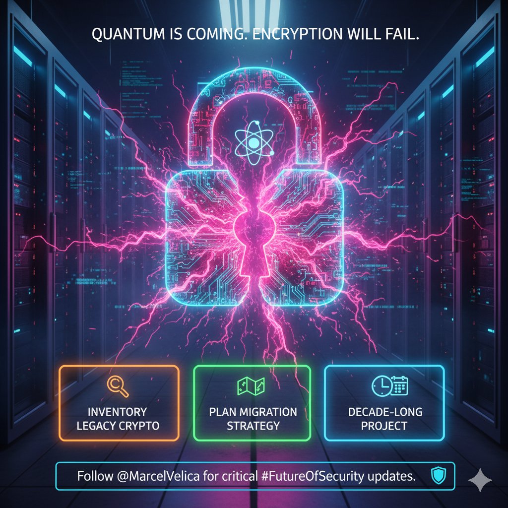 MarcelVelica's tweet image. ⚛️ Quantum is coming. Your current encryption will fail.
It's not sci-fi. #PQC is the next security transition. 🚀
The Challenge is REAL:
📦 Inventory all legacy crypto.
🗺️ Plan your migration strategy now.
⏳ It's a decade long project.
Don't wait for the quantum computer…