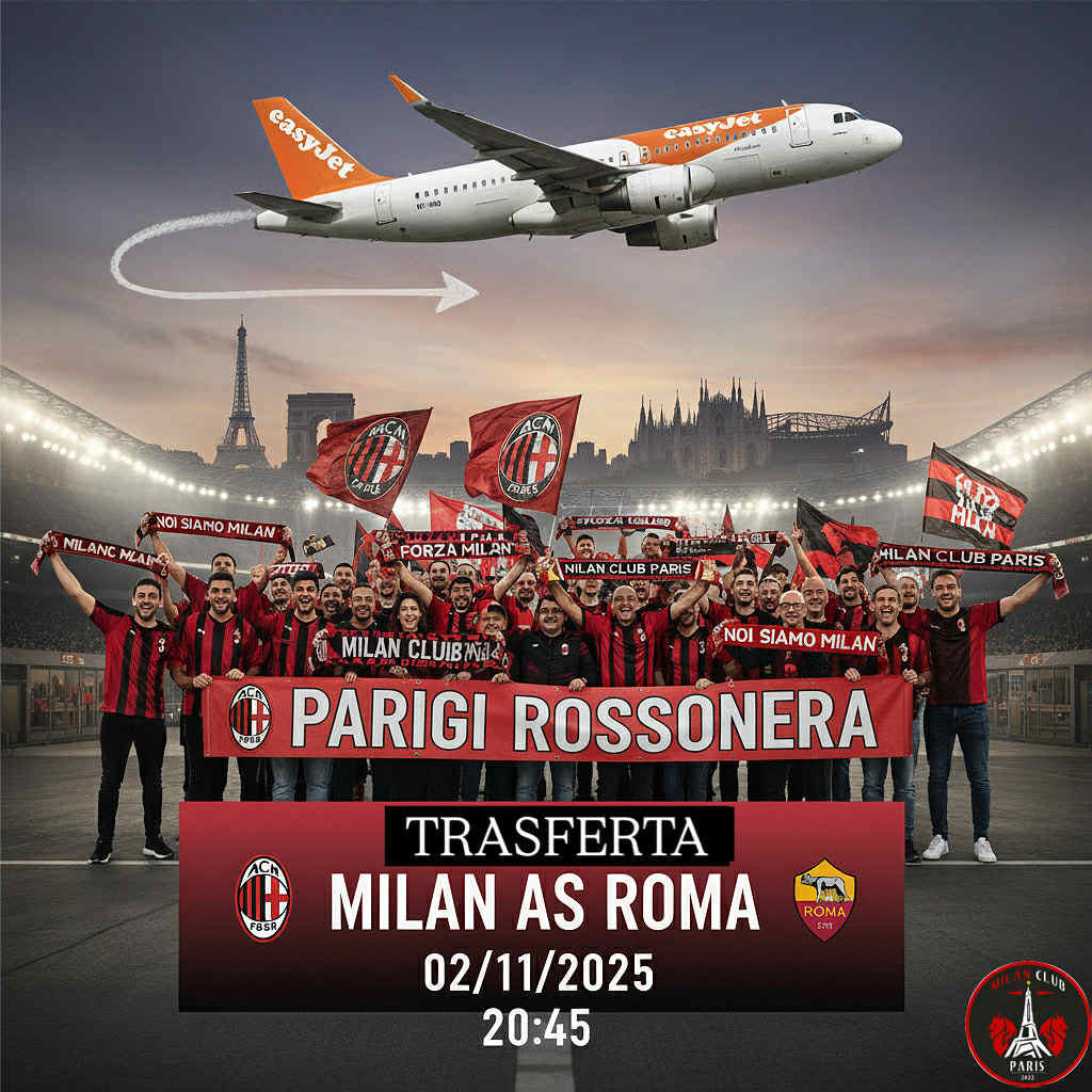 Demain départ pour San Siro ! Pour les autres, rendez vous au QG! FORZA MILAN SEMPRE 🖤❤️