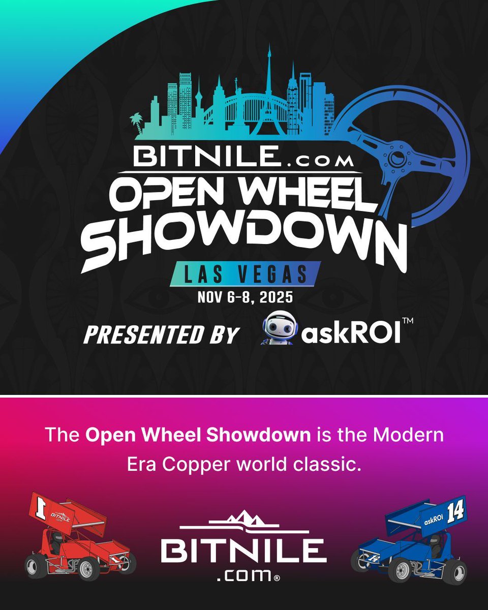 🏁 The BitNile.com Open Wheel Showdown returns to Las Vegas Nov 6–8, 2025, presented by askROI.com. The modern era Copper World Classic is back.
Get tickets at openwheelshowdown.com