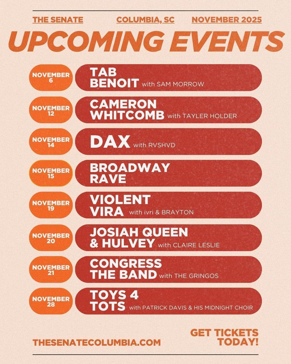 Fall is in the air here at The Senate 🍁 🦃 Come check out a show this November!