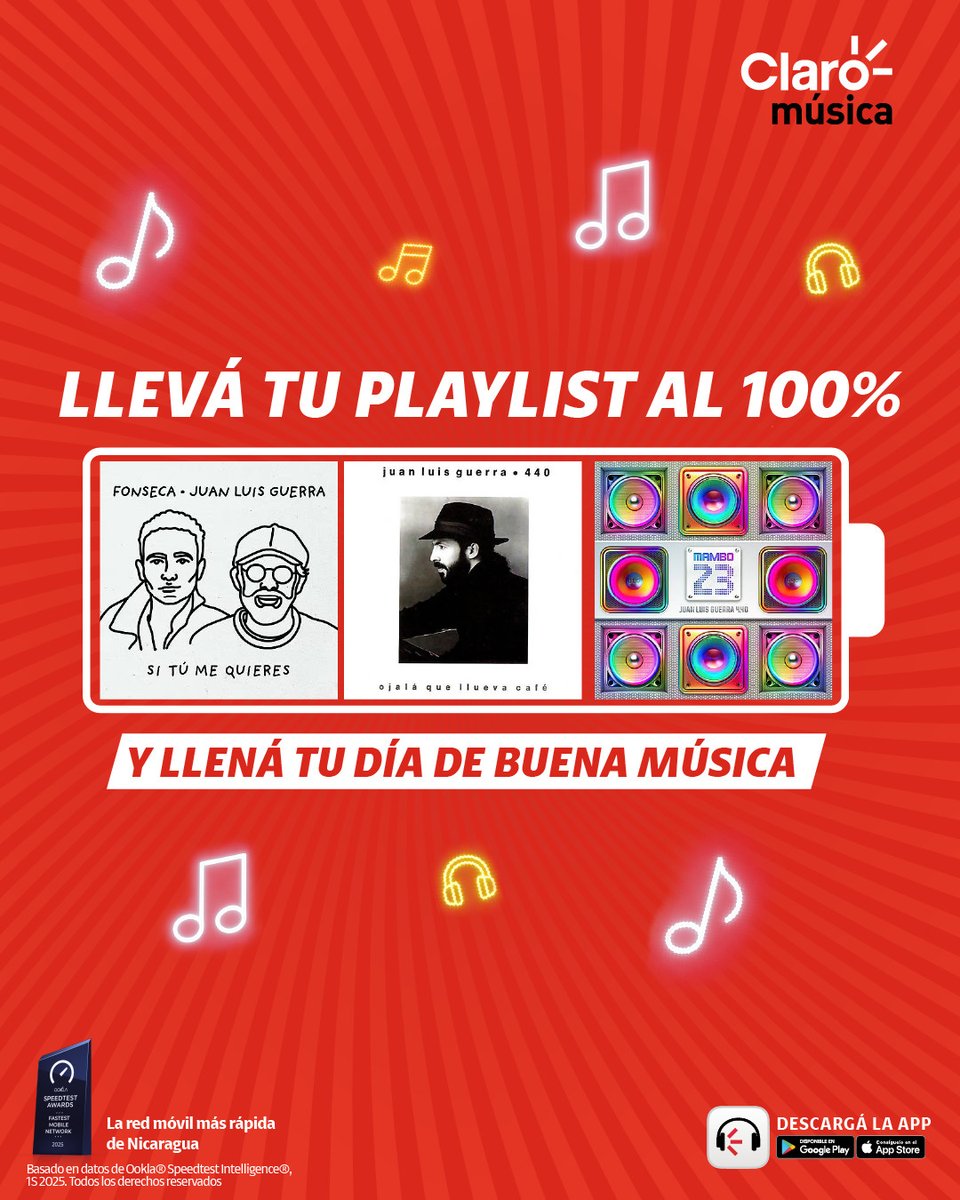 Cada canción que escuchás hace que la barra avance y tu día suba de nivel.
 
 Ritmo, buena vibra y momentos que te llenan de energía, todo al alcance de un play.

Descargá aquí goo.su/he3r3G  y subí la energía de tu día.

#ClaroMúsica