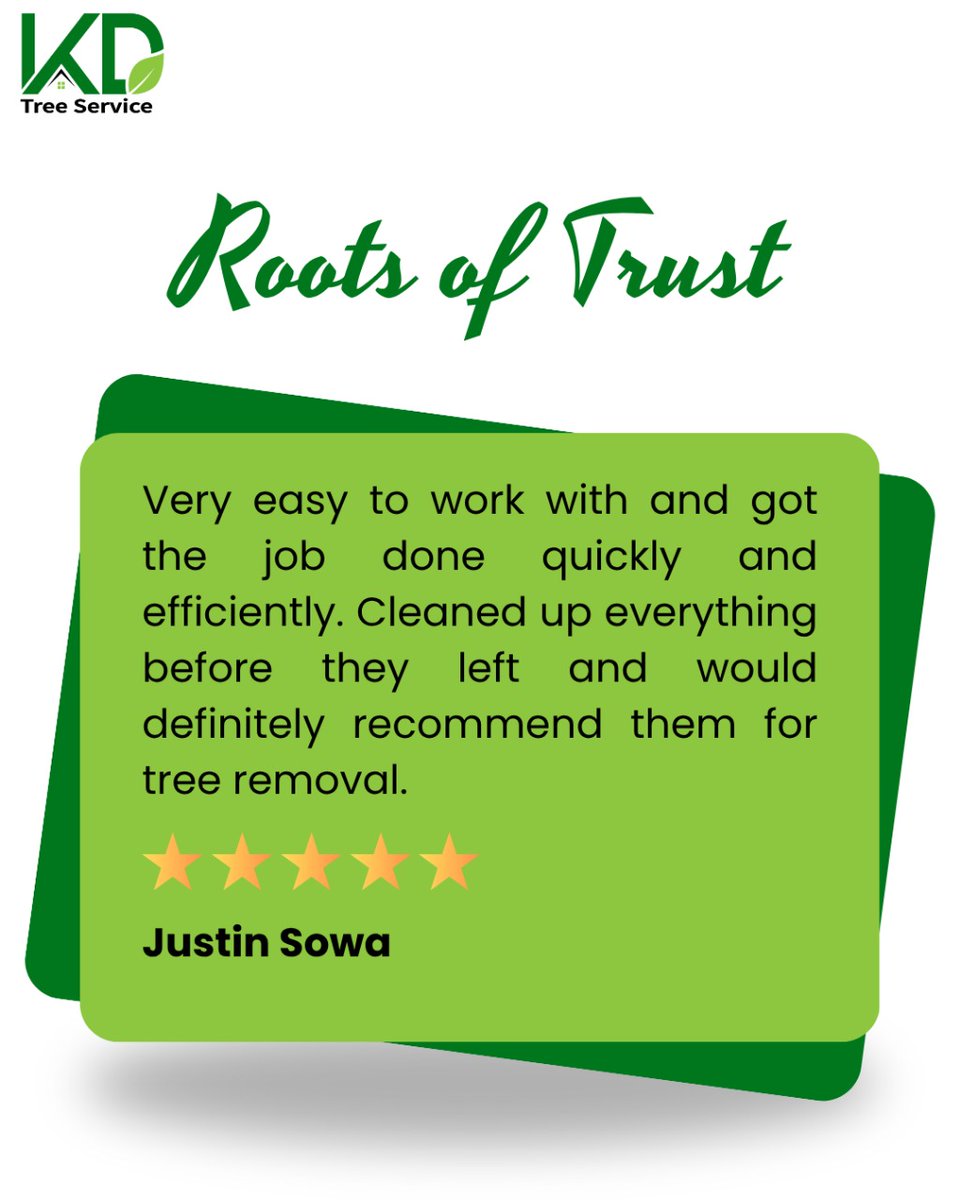 kdtrees_buffalo's tweet image. Rooted in trust, growing with every satisfied client 🌿
Your feedback keeps us grounded and motivated!
#TreeExperts #CustomerReview #ProfessionalService #KDTreeService