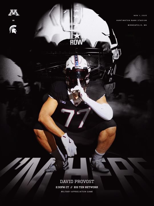 I am pumped to be at <a href="/GopherFootball/">Minnesota Football</a> for their game against <a href="/MSU_Football/">Michigan State Football</a>!!! <a href="/nick20lee/">Nick Lee</a> <a href="/Callybrian/">Brian Callahan</a> 
<a href="/wdp_football/">West De Pere Football</a> <a href="/KyleSteuck58/">Kyle Steuck</a> <a href="/CGQBAcademy/">Chris Greisen</a> <a href="/CoachHansen2/">Matt Hansen</a>