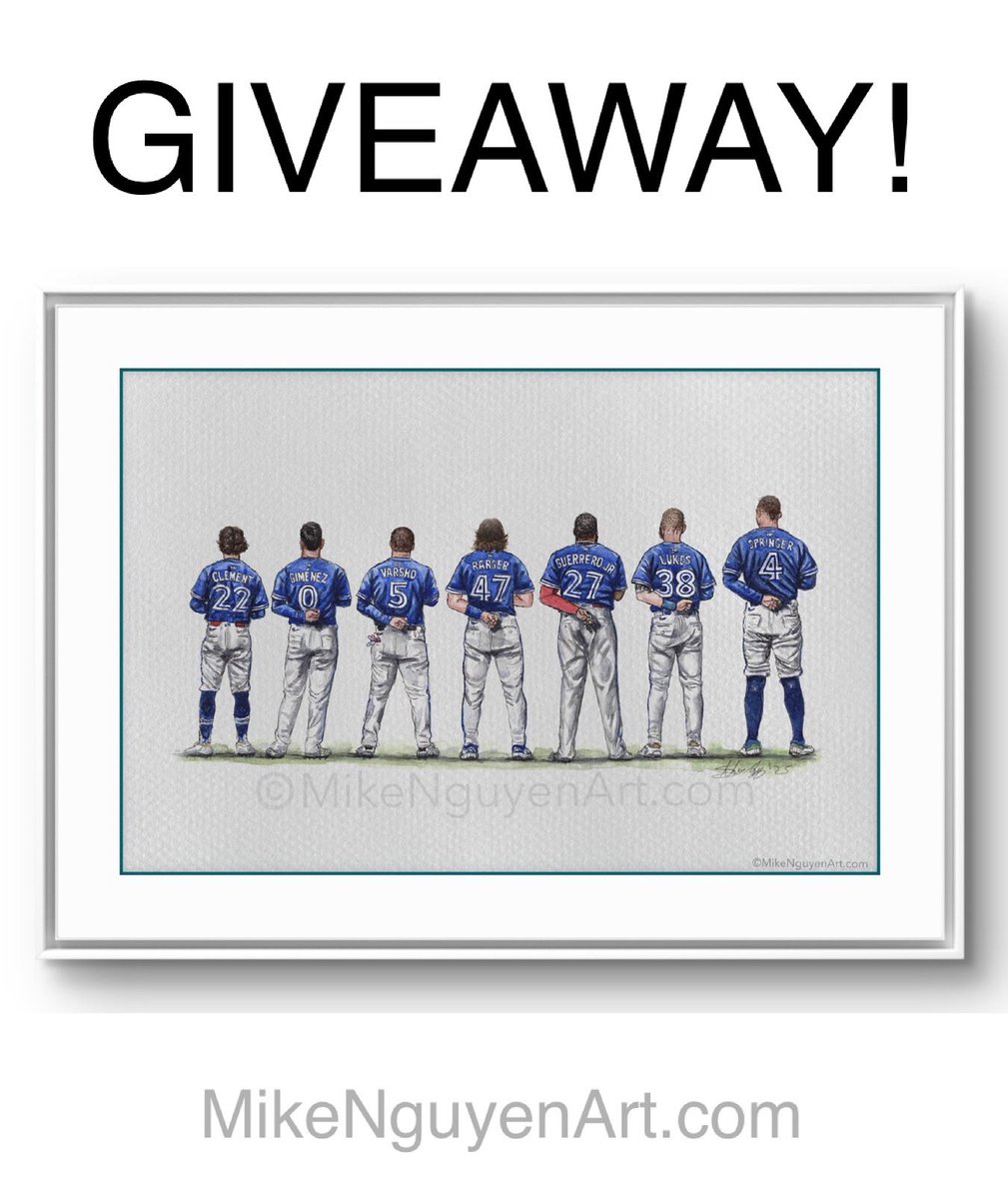🚨 GIVEAWAY TIME! 🚨
To celebrate this incredible Jays season, I’m giving away 5 FREE Jays prints to say thank you for all the support! 💙⚾️

How to enter:
1️⃣ Like this post ❤️
2️⃣ Follow @MikeNguyenArt
3️⃣ Retweet &amp; Tag a Jays fan in the comments
Winners on  Nov 5th
🎨#wantitall