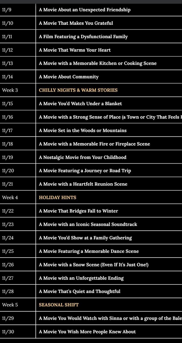 November List #Bales2025FilmChallenge