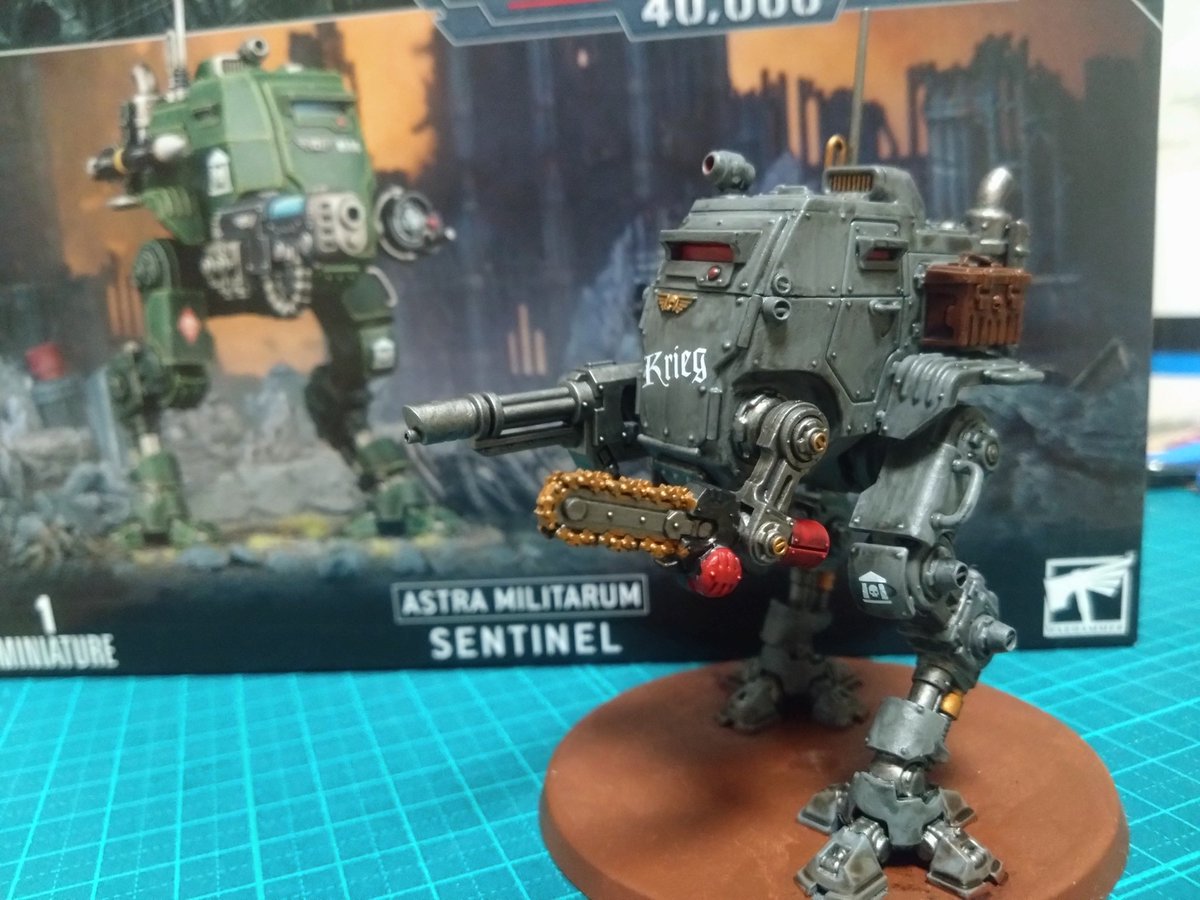 shin08188's tweet image. ＃ウォーハンマー
＃ウォーハンマー初心者
センチネルとりあえず完成しました。思ったより悪役っぽくなりました。