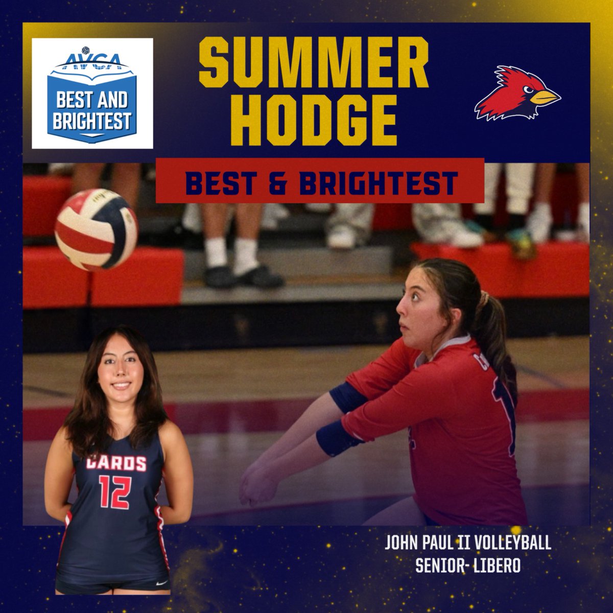 JPIIHSSports's tweet photo. 🎉 Congratulations to Cardinal Summer Hodge! 🎓🏐
Summer earned a spot on the AVCA Best and Brightest list — a testament to her hard work in the classroom and on the court!

We’re so proud of you, Summer, and can’t wait to watch you continue to shine at Lehigh University! 🦅❤️💛 https://t.co/ZPKlcQh1eq