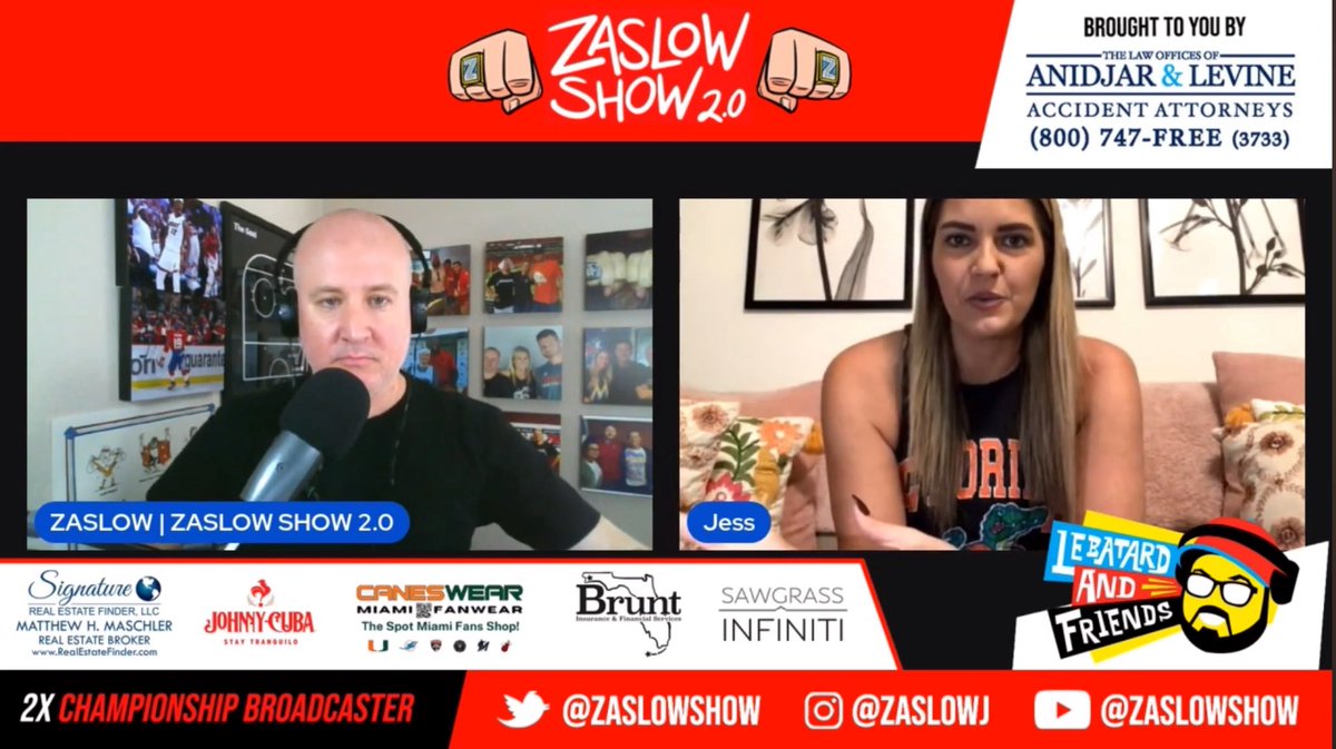 ZaslowShow's tweet photo. Latest episode of ZASLOW SHOW 2.0 - @LeBatardShow & Friends - “Another Week and Another Embarrassing Performance From Tua” is OUT!!!
Guests: @JameyEisenberg #FantasyFootball #NFL and @JessBlaylock #TimetoHunt #UFvsUGA
Presented by @AnidjarLevine Accident Attorneys, Call 800-747-FREE
🍎: https://t.co/9VVvhcLHDe
🟢: https://t.co/BcKzL0dRLA
❤️: https://t.co/CrKf4v2Gcp
📺: https://t.co/ma4Y789gM4