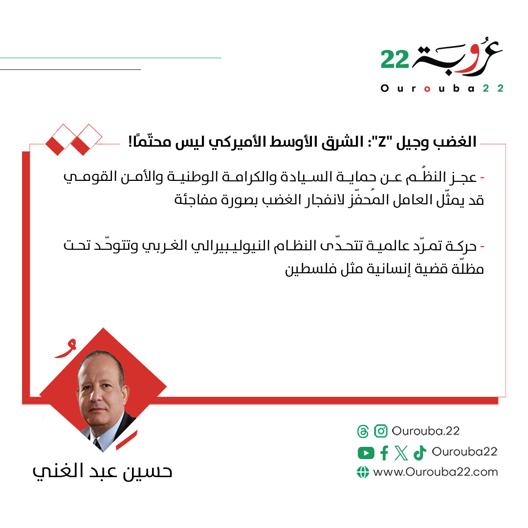 كتب #حسين_عبد_الغني في #عروبة22 | الغضب وجيل "Z": الشرق الأوسط الأميركي ليس محتّمًا!

التفاصيل 👇
ourouba22.com/article/7276

<a href="/HusseinAbdelg17/">Hussein Abdelghany</a>
#منصة_لكل_العرب #فلسطين #التطبيع #السلام #اميركا #اسرائيل