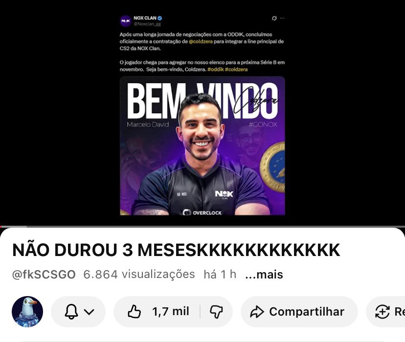 Saímos no canal do <a href="/fkscsgo/">fkS</a> 👀

#csgo #cs2 #fks