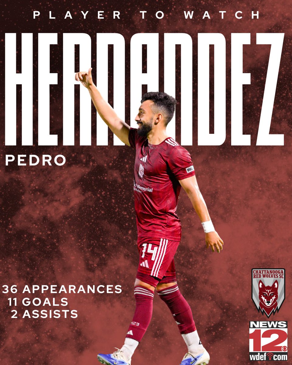 ChattRedWolves's tweet image. Player to Watch 👀
From his first touch in Chattanooga to 100 matches later, Pedro Hernandez has poured his heart into this club. ❤️

A true leader as the Wolves kick off the playoffs tonight in the Den. 🏟️ 

🎥 Thanks to @wdefnews12 for this week’s Player to Watch!