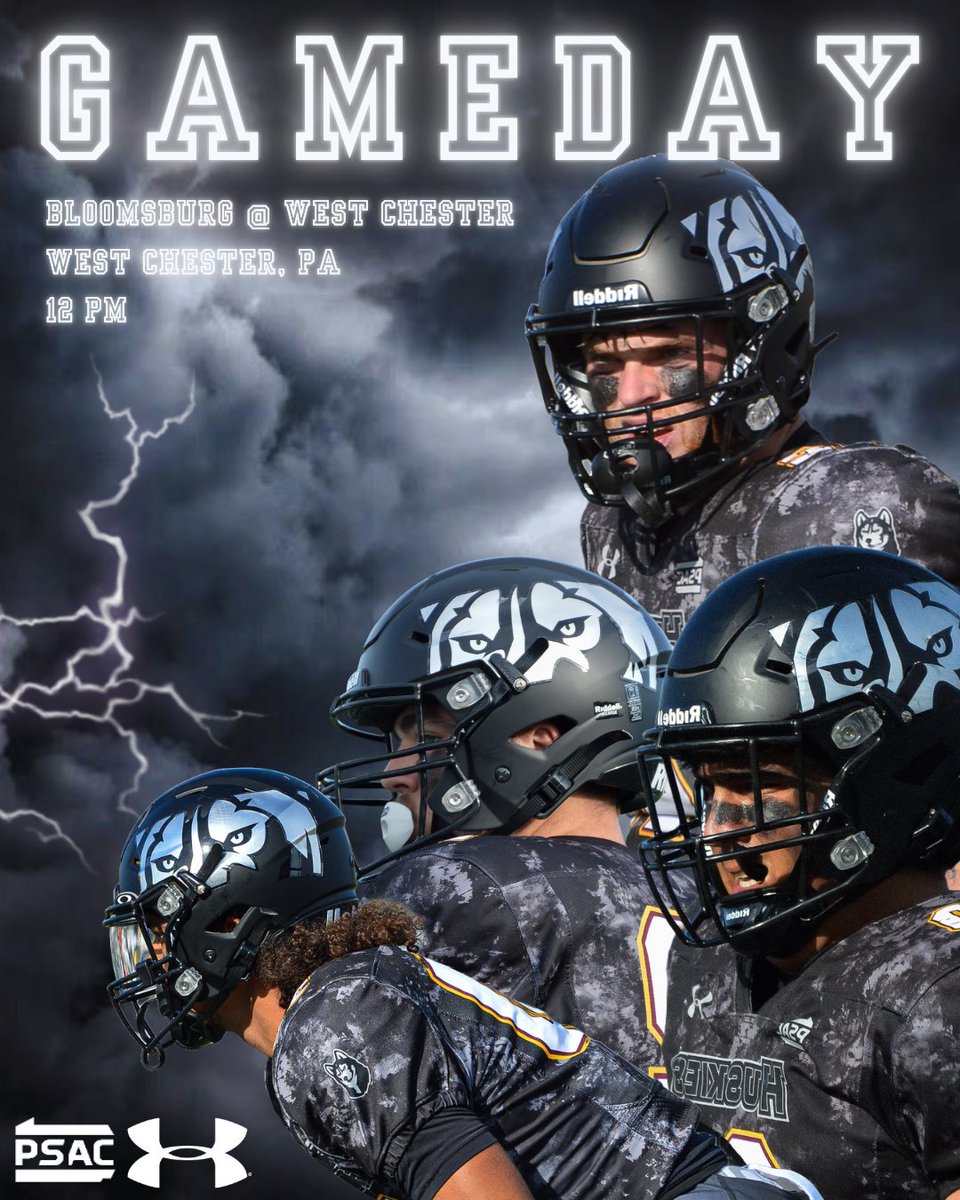 BloomUFootball's tweet photo. It’s Gameday, Huskies! 🐾
.
Join us at West Chester or tune in online to see your BU Huskies face the Golden Rams!
.
#bufootball #bloomufootball #gameday #unleashed #footballgameday https://t.co/dtCyLjWPtu