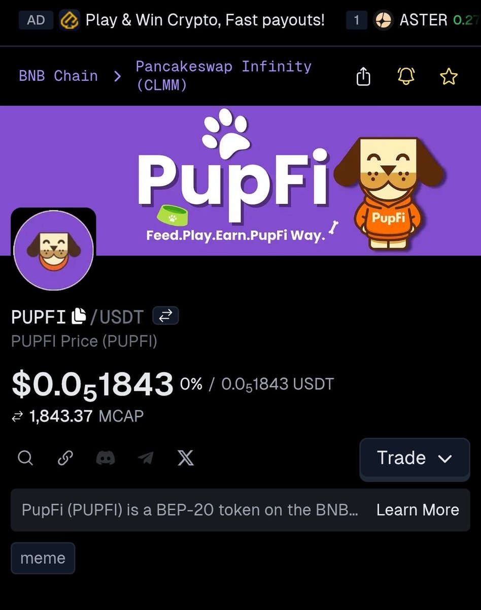 PupFi_app's tweet image. $PUPFI now on Coingecko 🐶🔥

geckoterminal.com/bsc/pools/0xc2…
