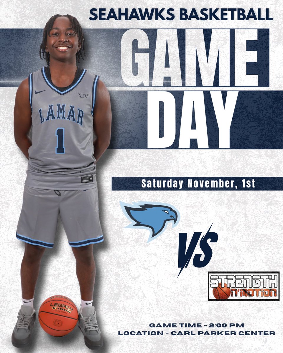 🏀 IT’S GAME DAY! 🏀 

🆚 Strength &amp; Motion
⌚️ 2:00 PM
📍 Port Arthur, TX
🖥️ lamarstateseahawks.com/sports/Seahawk…

We will see you at the game! 🏀💙

#SeahawksAthletics | #WingsUp