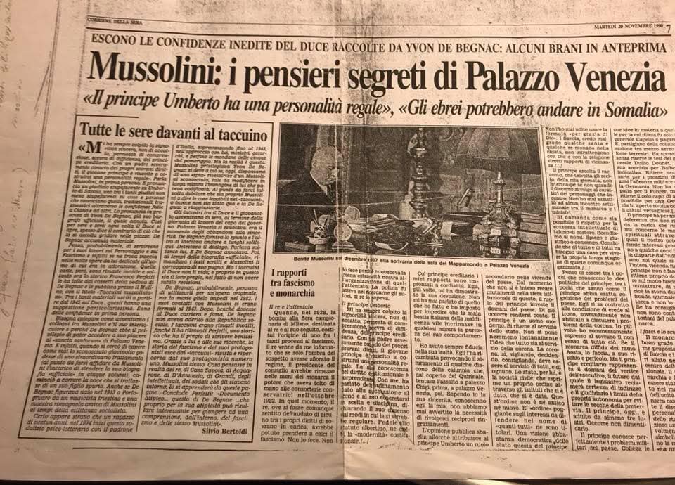 كتبت صحيفة كوريري ديلا سيرا (Corriere della Sera) الإيطالية الشهيرة، في عددها الصادر في 7 نوفمير 1990م، مقالا أشارت فيه إلى اتفاقية جريئة بين #موسوليني و #هتلر عام 1937م، تقضي بنقل المنبوذين الأوروبيين ( #اليهود، الغجر، المجرمين، والأقليات العرقية) إلى #إفريقيا، وخاصة #الصومال.