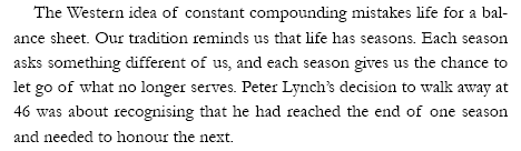 safalniveshak's tweet image. From my upcoming book.

"Life has seasons, and each asks something different of us, and each gives us the chance to let go of what no longer serves."