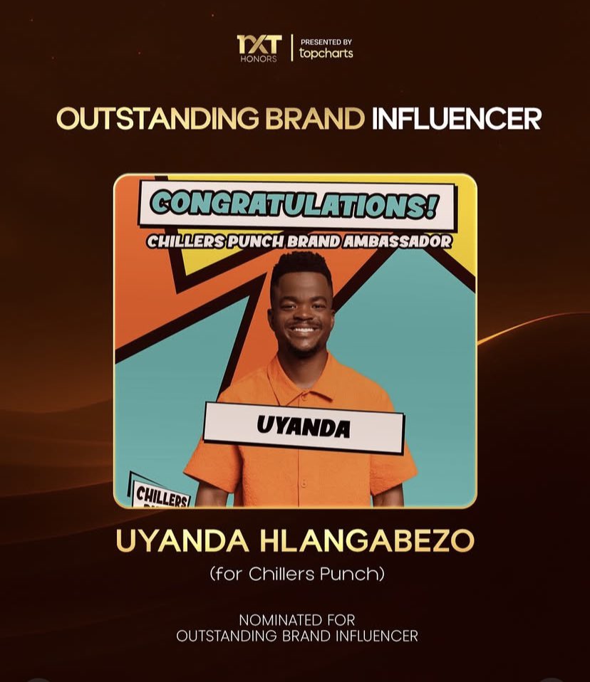Tags4Uyanda's tweet photo. HoneyBadgers and @Uyanda_20 lovers

Its time to give Uyanda another award!! He was nominated for outstanding brand influencer by @nxthonors Award
Here is link to vote: https://t.co/TNuZgi0jTj

UYANDA x CHILLERS PUNCH
UYANDA THE AMBASSADOR 
#UyandaHlangabezo 
#UyandaTheStar https://t.co/GinQv4iN7U