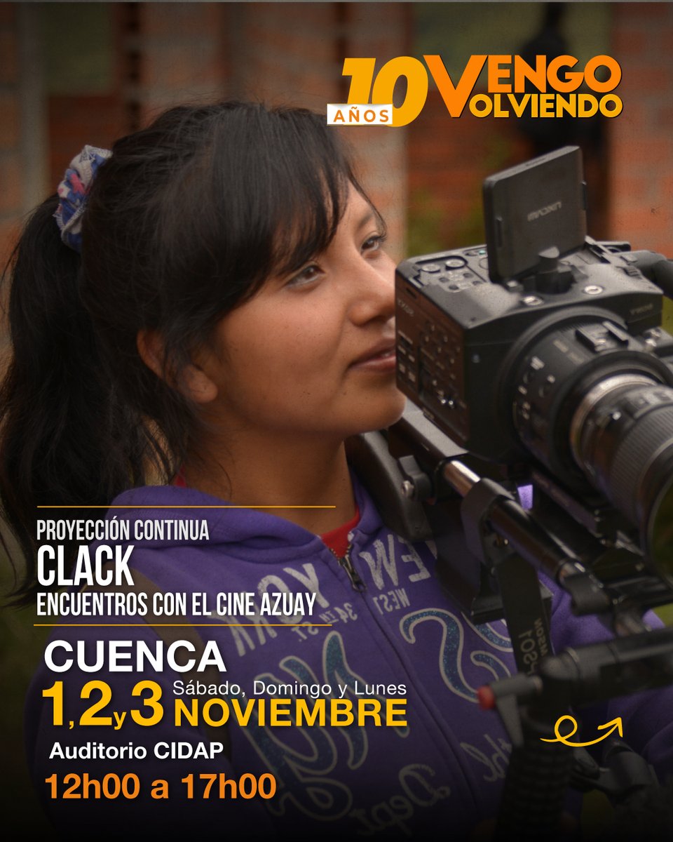 Filmarte_ec's tweet image. 🎬 ¿Planes para este feriado? 🤩 No te pierdas Clack!, el detrás de cámaras de Vengo Volviendo, realizado al 100% en la provincia del Azuay.

📅 Sábado 1, Domingo 2 y Lunes 3 de noviembre | 12h00 a 17h00
📌 Auditorio CIDAP
✨ XXIII Festival de Artesanías de América – FAAM 2025