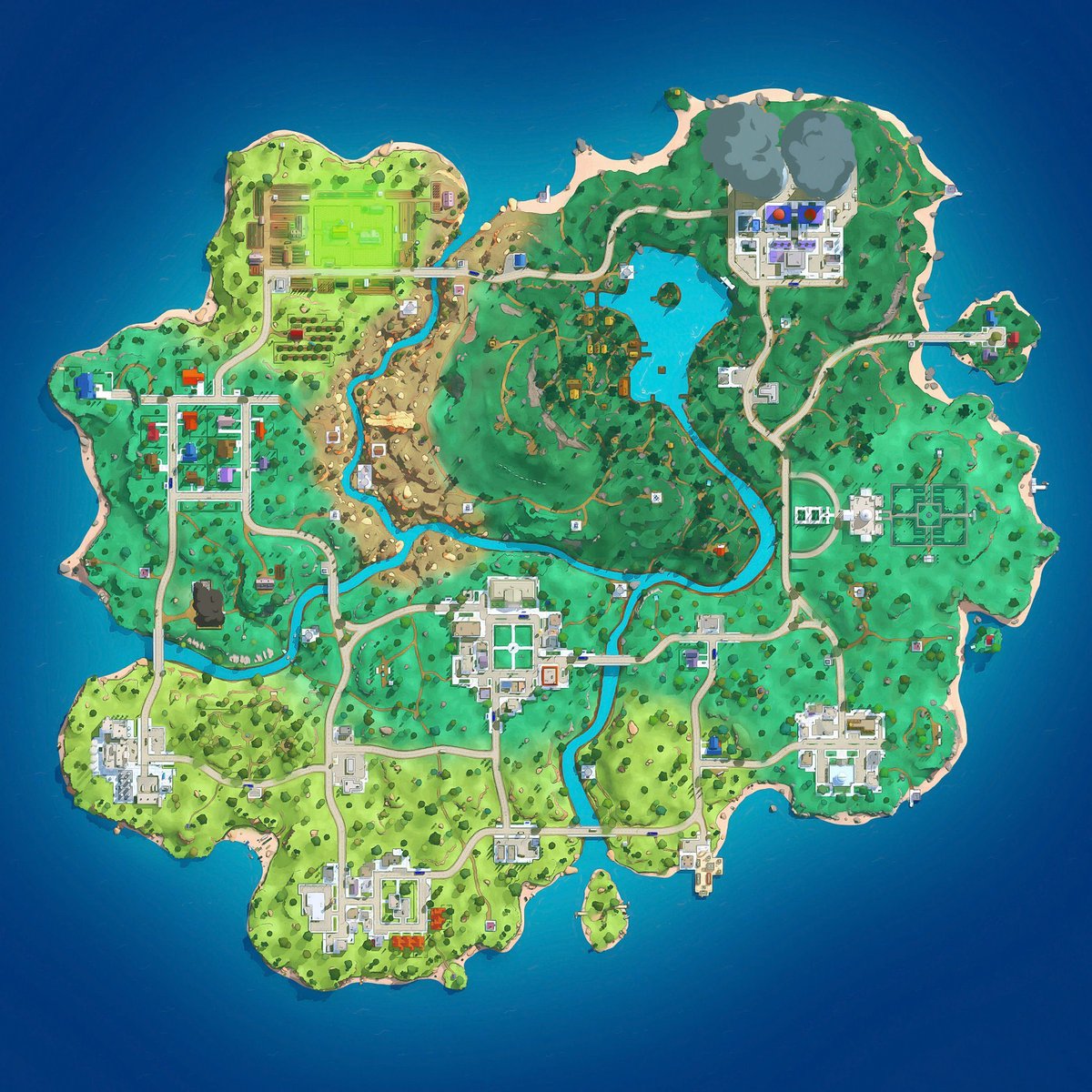 FNcompReport's tweet image. Leaked vs Final Simpsons mini season map
