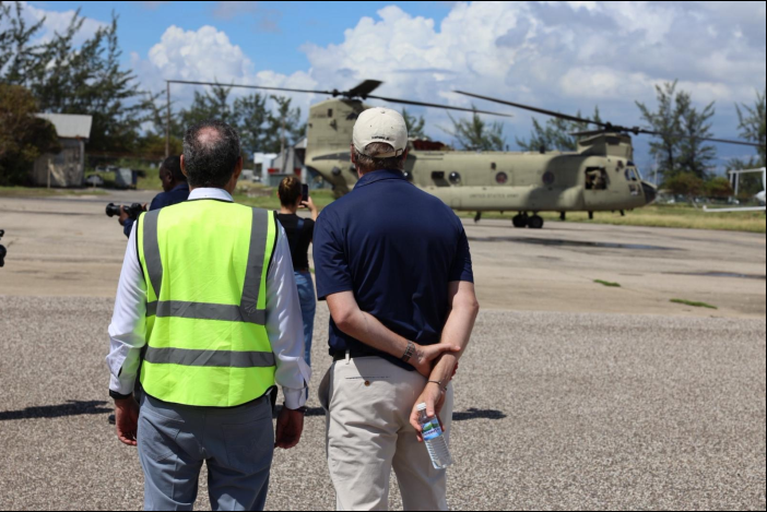 USEmbassyJA's tweet photo. Led by the U.S. Department of State, Joint Task Force-Bravo began deployment to Kingston, Jamaica, yesterday, on a mission to provide humanitarian and disaster relief assistance following Hurricane Melissa.  Three CH-47 Chinooks from the 1st Battalion, 228 Aviation Regiment, carried 40 service members and supplies as part of the initial effort to provide immediate, lifesaving and humanitarian support. They will provide ongoing U.S. disaster relief assistance missions requested by the government of Jamaica.