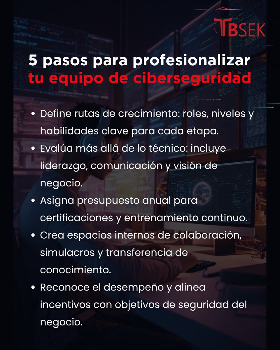 No basta con tener expertos técnicos: la ciberseguridad requiere liderazgo, visión y colaboración. Sigue estos pasos y fortalece el talento que sostiene tu defensa digital.
#TBSEKProtege #CiberseguridadConTBSEK #AliadosEnCiberseguridad #DefensaDigitalLatam