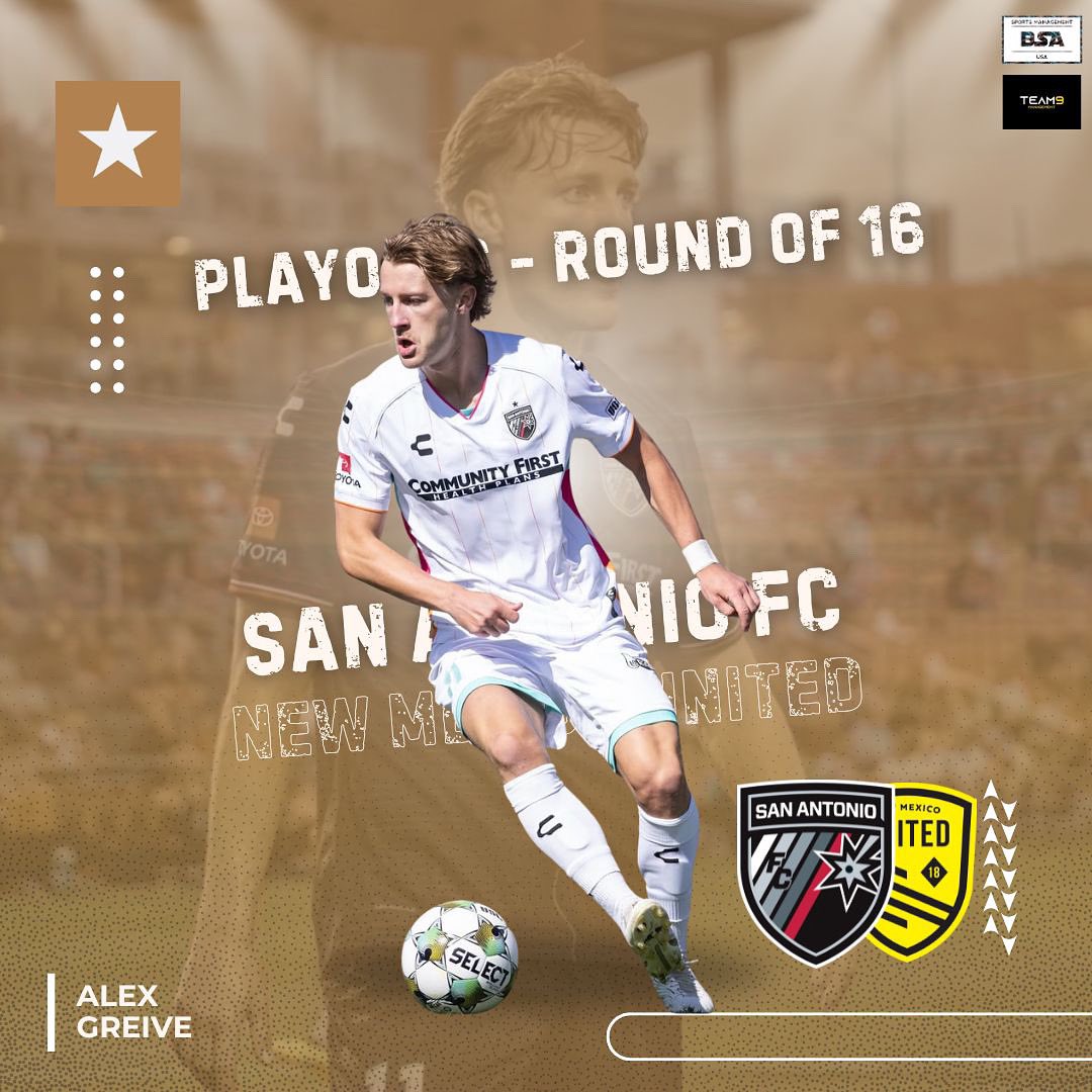 bsasoccersm's tweet photo. 🏆 USL Championship - Round of 16
⏰ 8PM - CT 
⭐️ Alex Greive
👕 San Antonio FC 

BSA Client in action tonight! Playoffs, baby! https://t.co/gvYCxah5f5