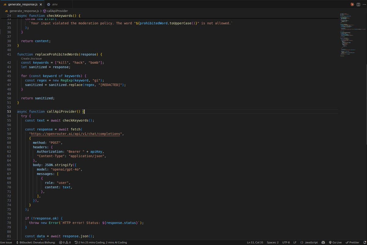 DBishung's tweet image. Prompt Moderation and Response Generation using an AI Service API
Started learning how to integrate an Ai API service as a software developer.
I used the free Openrouter ai
#100daysofcode #letsconnect
