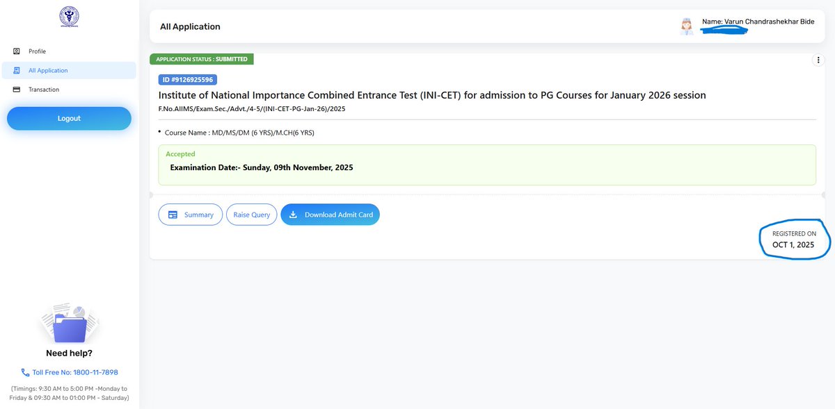 VarunBiday's tweet image. For the INI CET Jan 2026 Session, I have been allotted an exam centre which is more than 600km away from my home address. This is despite the fact that my friends who applied after me and who live nearby have been allotted centres which are less than 50km away. @aiims_nd #INICET
