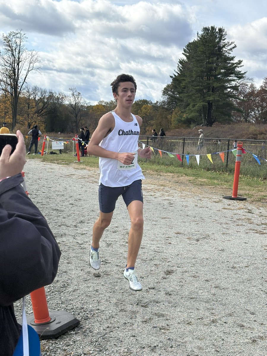 Chatham’s Marcus Valenzuela wins the boys group 3 race at the North 2 sectional event.
