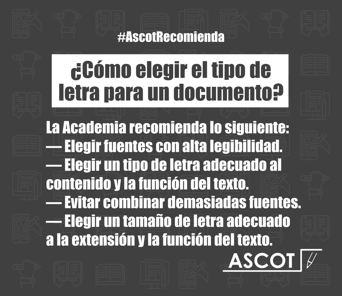 El «Libro de estilo de la lengua española» dice que esta elección puede responder a un criterio de legibilidad, a preferencias estéticas, a cuestiones de gusto personal, al estilo editorial, pero siempre se debe tener en cuenta cómo será recibida esta elección por el lector.