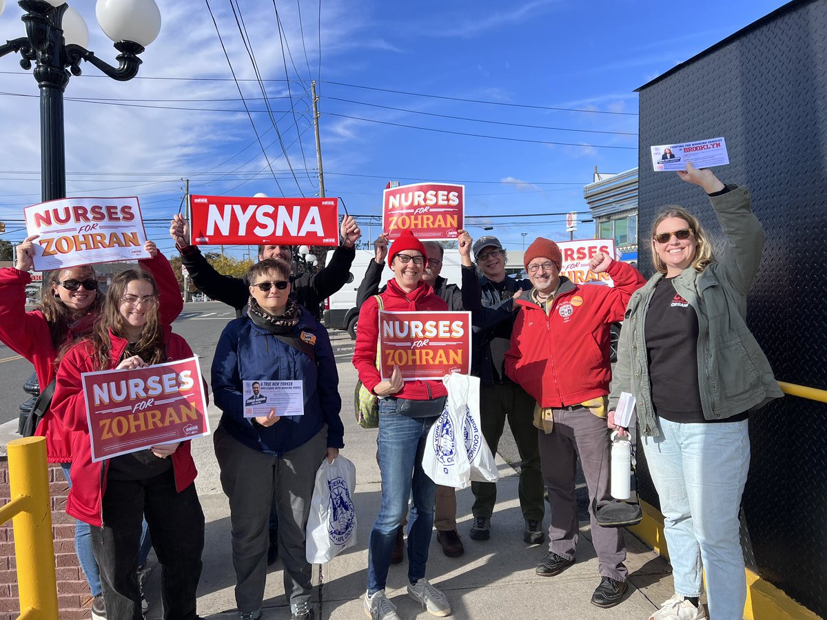 nynurses's tweet image. From the Bronx to Manhattan to Brooklyn, union members are knocking doors to get out the vote for labor and healthcare champions @ZohranKMamdani for Mayor and  @Kayla4Council and Shirley Aldebol for City Council!
#NYCLaborVotes
#LaborVotesWorkersWin