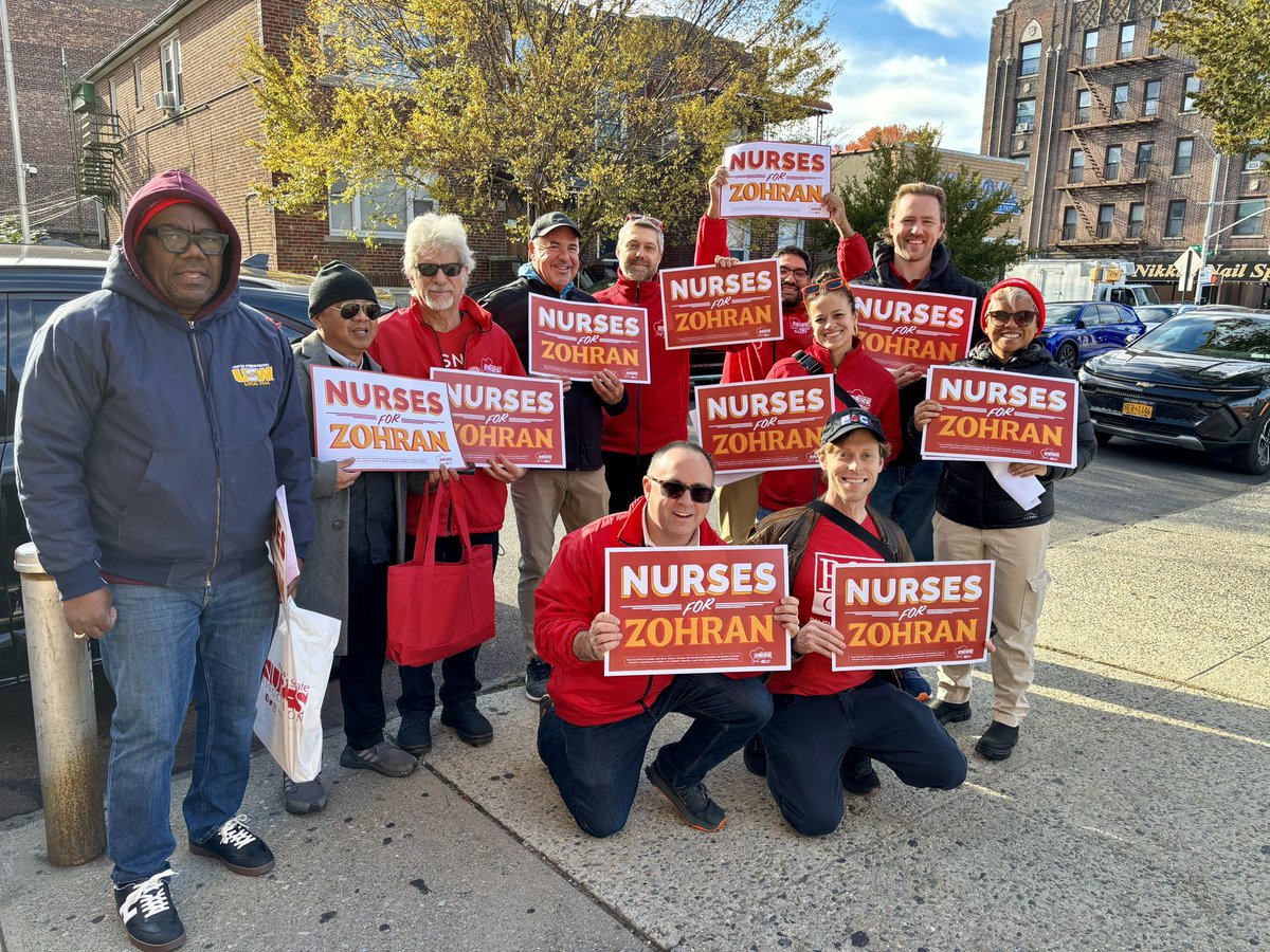 nynurses's tweet image. From the Bronx to Manhattan to Brooklyn, union members are knocking doors to get out the vote for labor and healthcare champions @ZohranKMamdani for Mayor and  @Kayla4Council and Shirley Aldebol for City Council!
#NYCLaborVotes
#LaborVotesWorkersWin