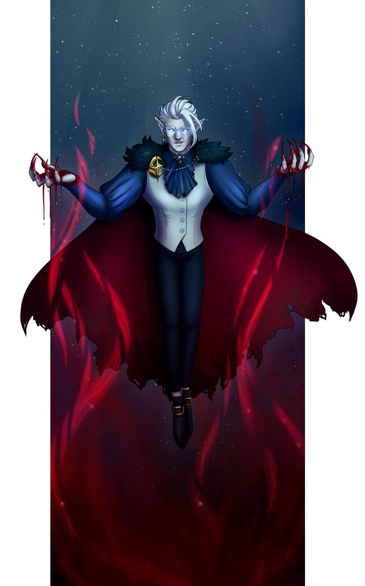 GUESS WHO IS PARTICIPATING IN <a href="/VRisingGame/">V Rising</a> ART CONTEST. Meet my vampire character Valentino. And he's in the middle of Blood Mend skill (since it's the skill I use the most in game due to me forgetting healing potions) c': #vrising #vampire #artcontest