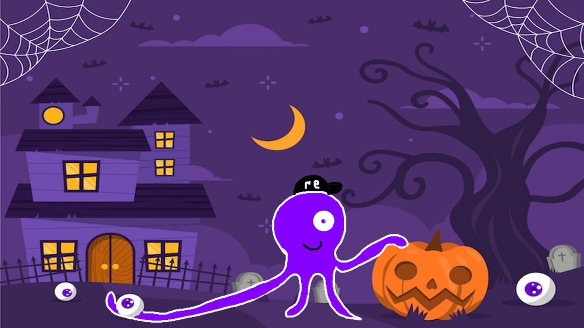 KrutiKs01's tweet image. Get ready for a spooky night with our friendly purple octopus! Celebrating Halloween under the crescent moon, it’s juggling eyeballs and carving a pumpkin. Fun and fright all in one! 🎃👻🕷

@re #HalloweenFun #SpookyVibes #OctopusHalloween