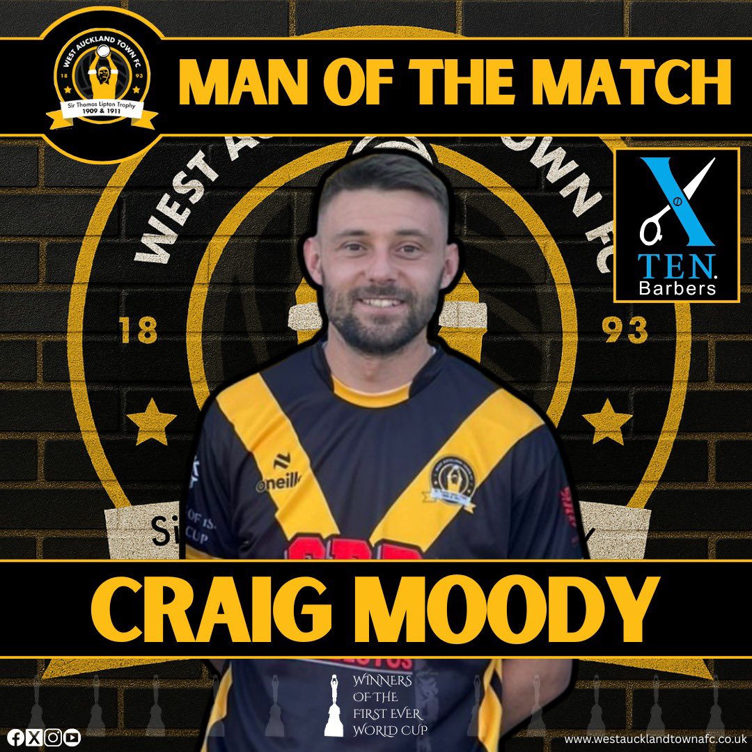 MAN OF THE MATCH

Today’s Man of the Match in our emphatic 5-0 win against Whitley Bay is Craig Moody. Well done, Craig!

Craig is sponsored by Ten Barbers.

#westisbest