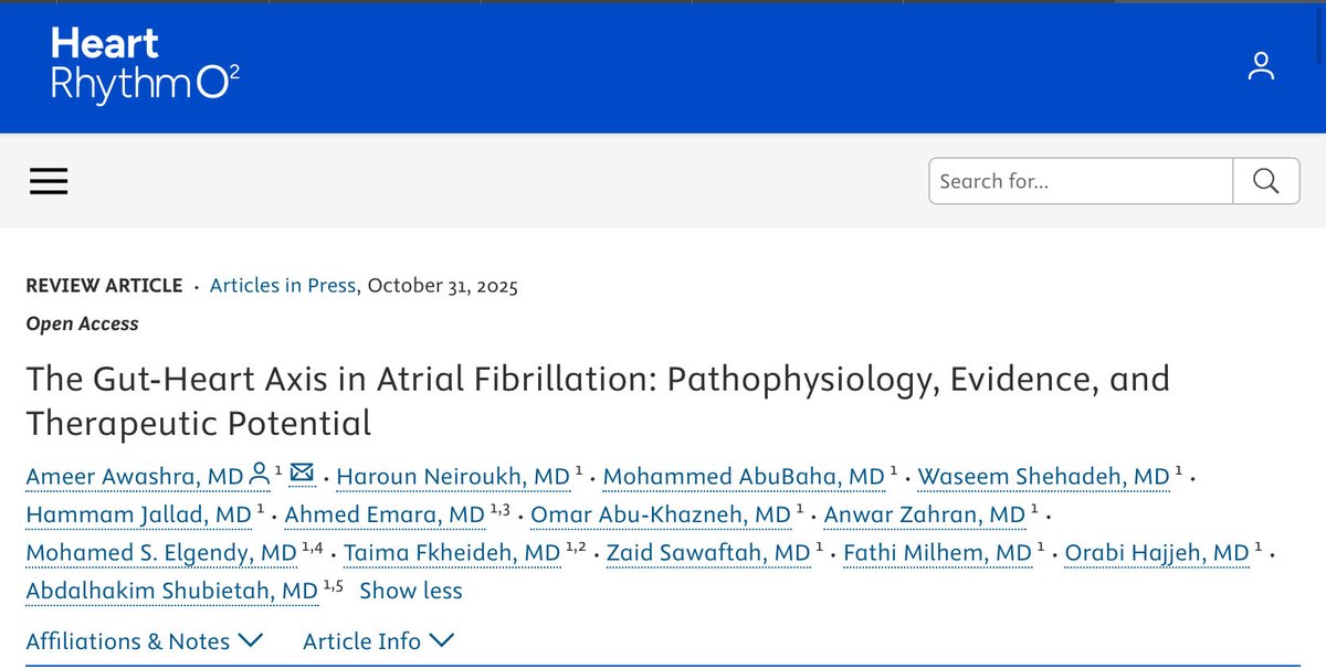 Hot off the press 🔥
📍Is there a connection between gut microbes and cardiac arrhythmia ?
📌 As first author, I am happy to share our article published in <a href="/HRS_O2Journal/">Heart Rhythm O2</a> (IF:2.9).

📎 Read more: researchgate.net/publication/39…
#Research #MedTwitter #MedX #Cardiology