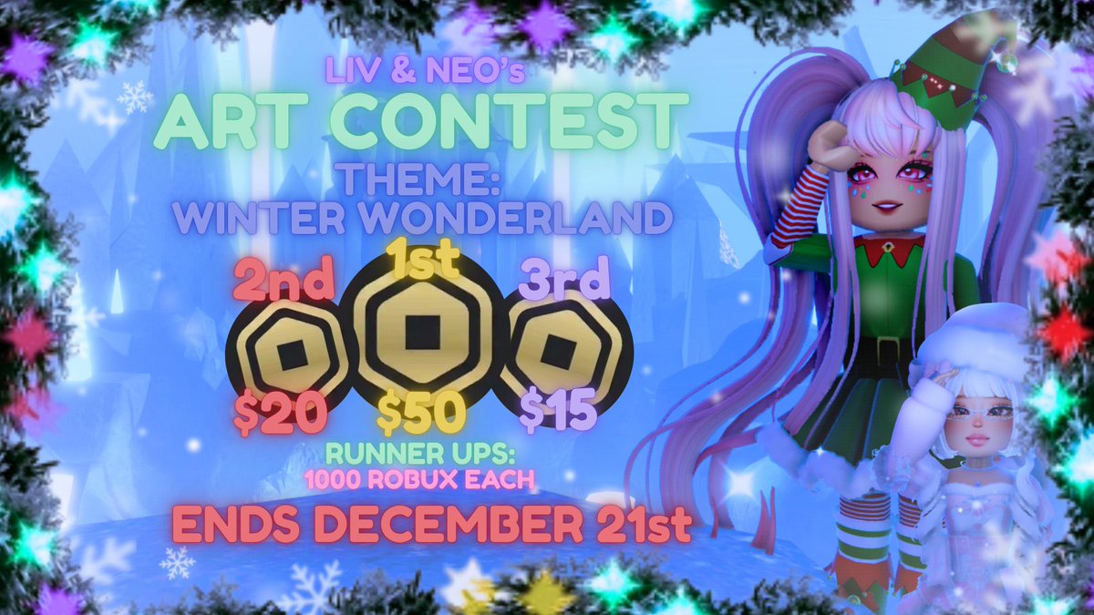 ART CONTEST ANNOUNCEMENT

Do you feel that? 
The air suddenly feels almost…magical..the glistening glow of the glitterfrost snow is nearly upon us!

With this, <a href="/neopolitime/">Neopolitime ⋆𐙚₊˚ 🇵🇷</a>  and I have decided to collab again and bring an art contest!

The Theme: Winter Wonderland