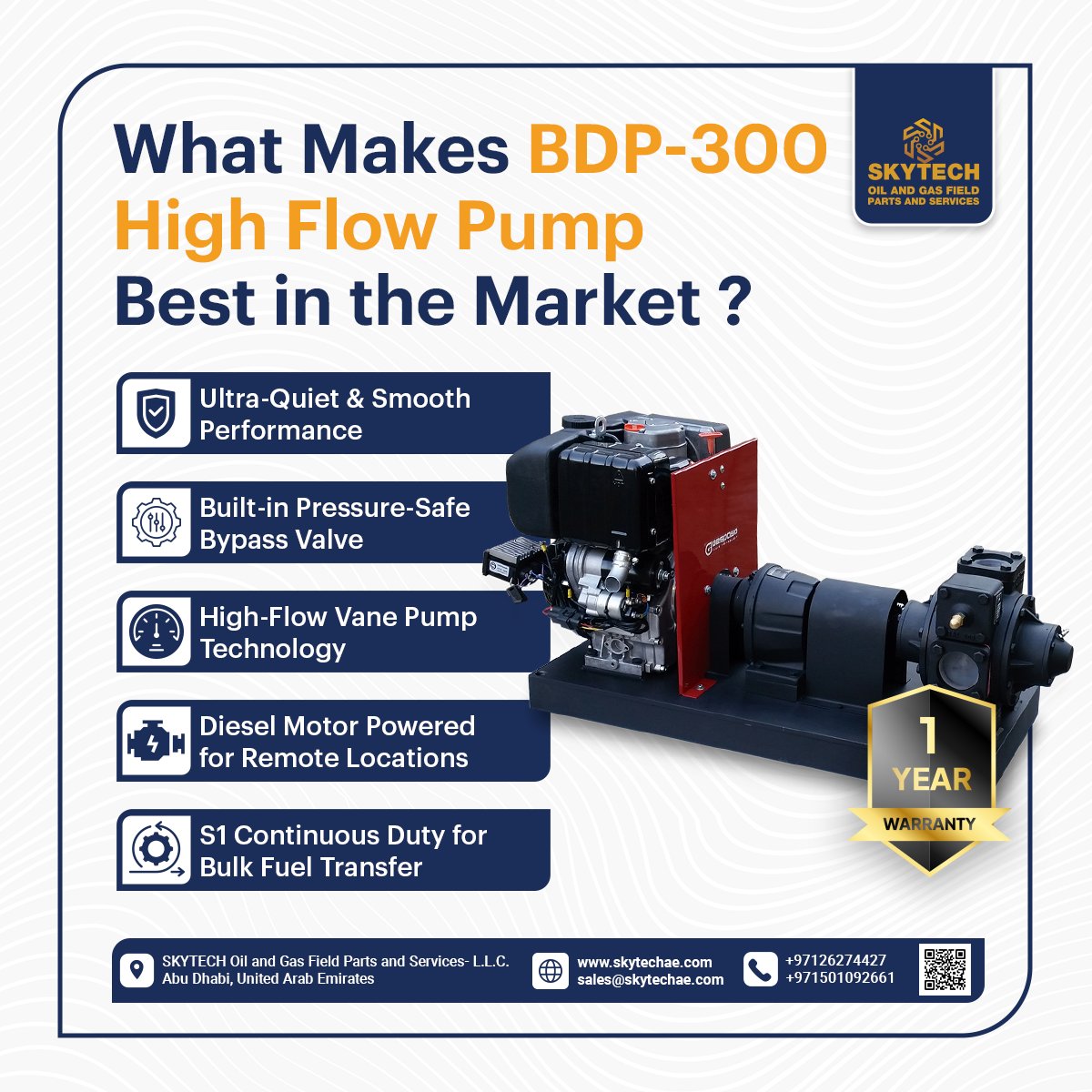 SkytechUAE's tweet image. Ultra-quiet. Pressure-safe. Diesel-powered.
The BDP-300 High Flow Pump is made for nonstop performance and heavy-duty fuel transfer.
🔗 skytechae.com | 📧sales@skytechae.com |📞 +971501092661

#SkytechUAE #OilAndGasSolutions #FuelTransfer